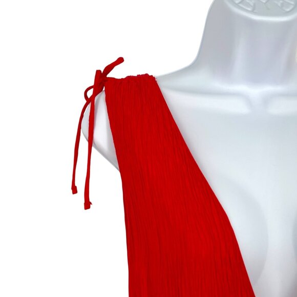 One Clothing Red Deep V-Neck Romper Sleeveless Size Medium - Picture 3 of 10